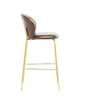 Kira Dark Brown Faux Leather Bar Stools (Set of 2)