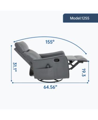 Grey Faux Leather Massage Recliner Rocker Swivel Chair