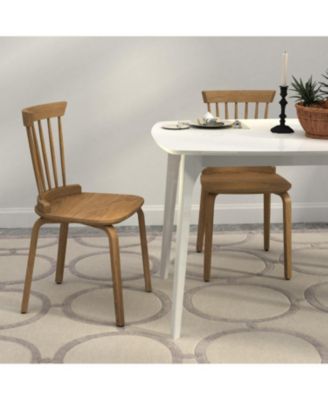 Solid Wood Slat Back Windsor Chair (Set of 2)