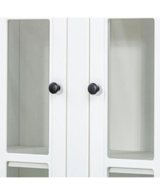 White Retro Wall Display Cabinet with Bookshelves