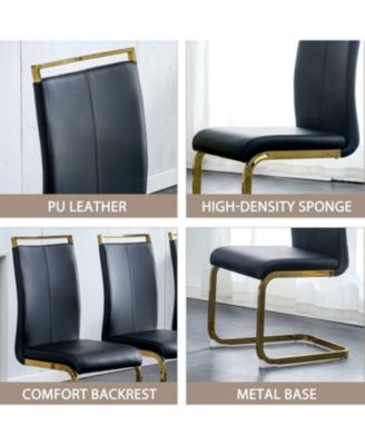 Modern Black Faux Leather Dining Chairs (Set of 4)