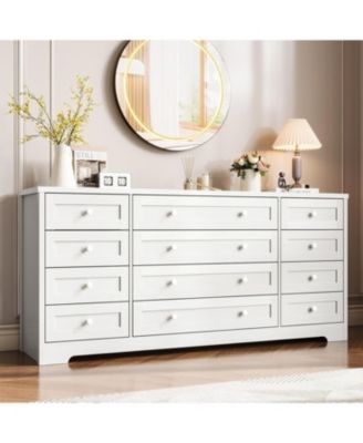 63" Solid Wood 12-Drawer Bedroom Dresser