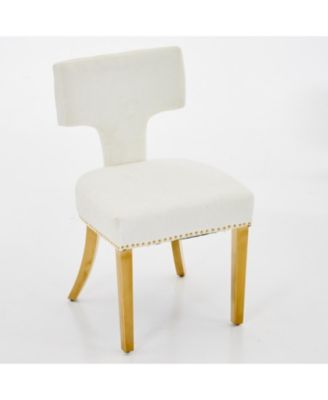 Mid Century Modern Chenille Dining Chairs, Set of 2, Beige