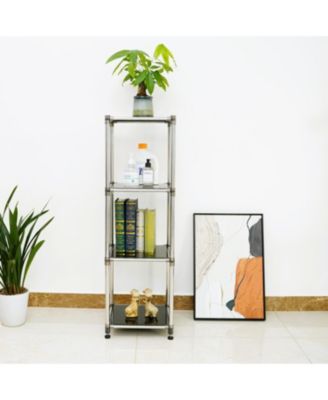 Streamdale Black 4-Tier Stainless Steel Shelving Unit - Heavy Duty, Durable