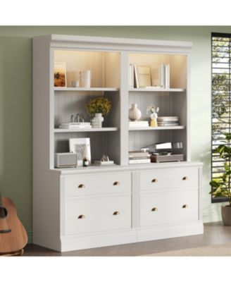 LED Lighted Modern Bookcase Set