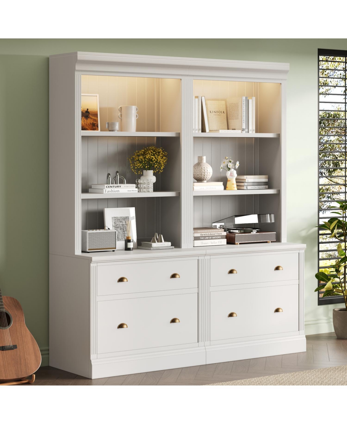 Streamdale Furniture Led Lighted Modern Bookcase Set