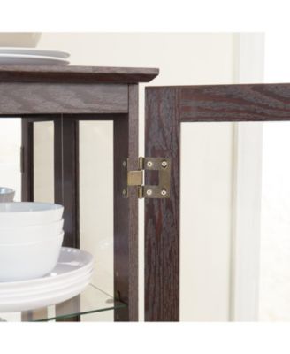 Lighted Glass Curio Cabinet - 2-Door Display, Drawer, Bulb