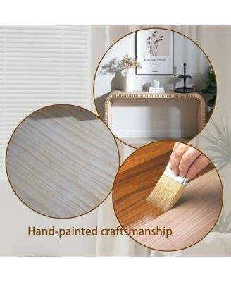 59in Natural Wood Console Table with Wood Beads