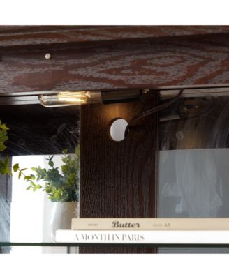 Antique Glass Display Cabinet with Adjustable Shelves and E26 Bulb