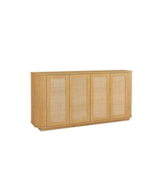 64" Wave TV Stand Rattan Door Cabinet