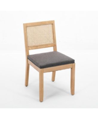 Farmhouse Rattan Dining Chairs, Set of 2, Gray