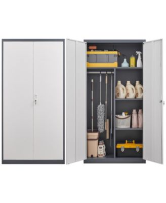 Gray Metal Lockable Wardrobe - Fireproof & Waterproof