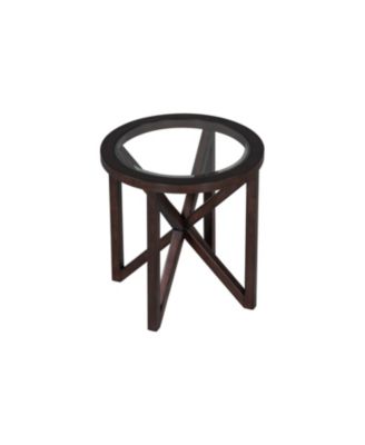 Streamdale Modern Glass Coffee Table - Wood Base, Round Top