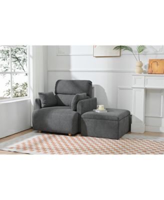 Oversized Accent Chair w/ Ottoman - Modern Lounge & Reading Chair (Dark Gray)