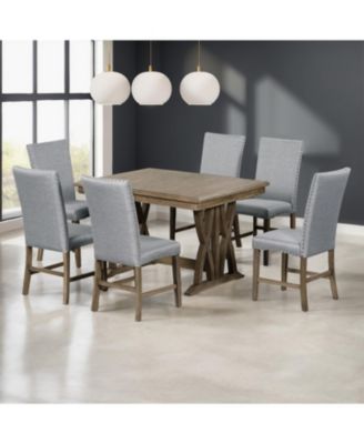Streamdale Mid-Century Extendable Dining Set, Solid Wood, 6 Seats, Golden Brown