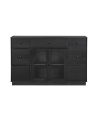 Black 2-Door 7-Drawer Storage Cabinet