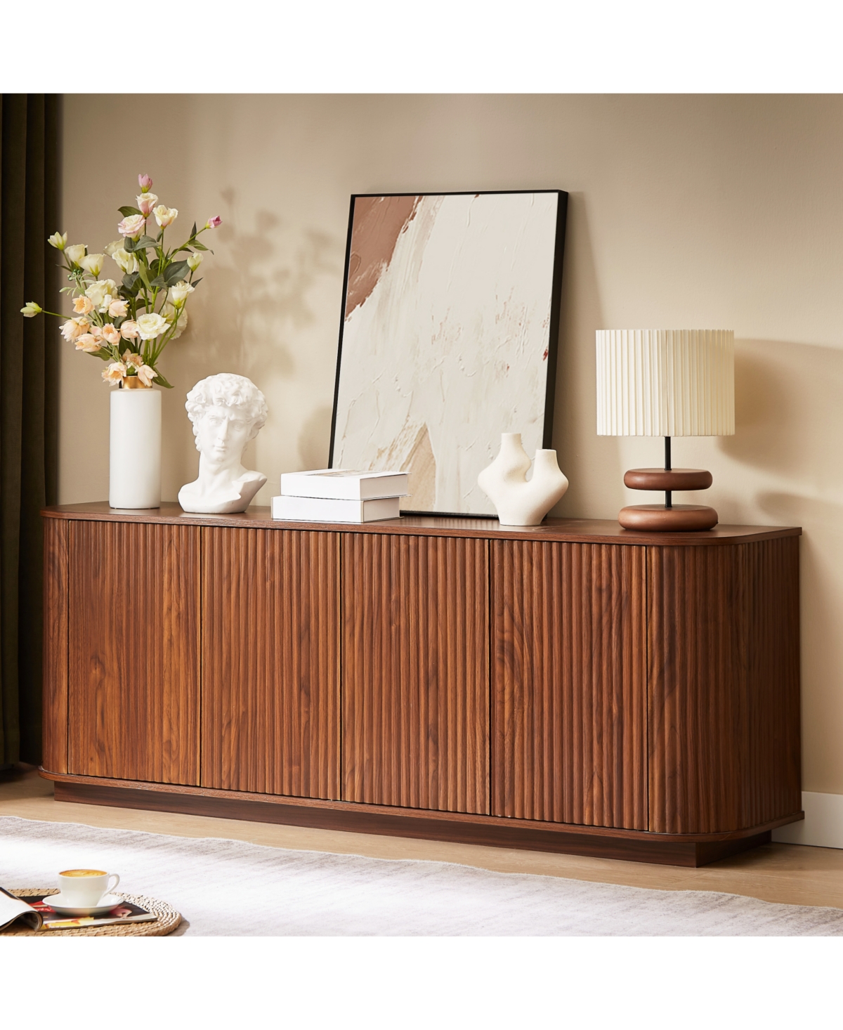 Streamdale Furniture Walnut Wave Pattern Sideboard/Tv Stand - 64"