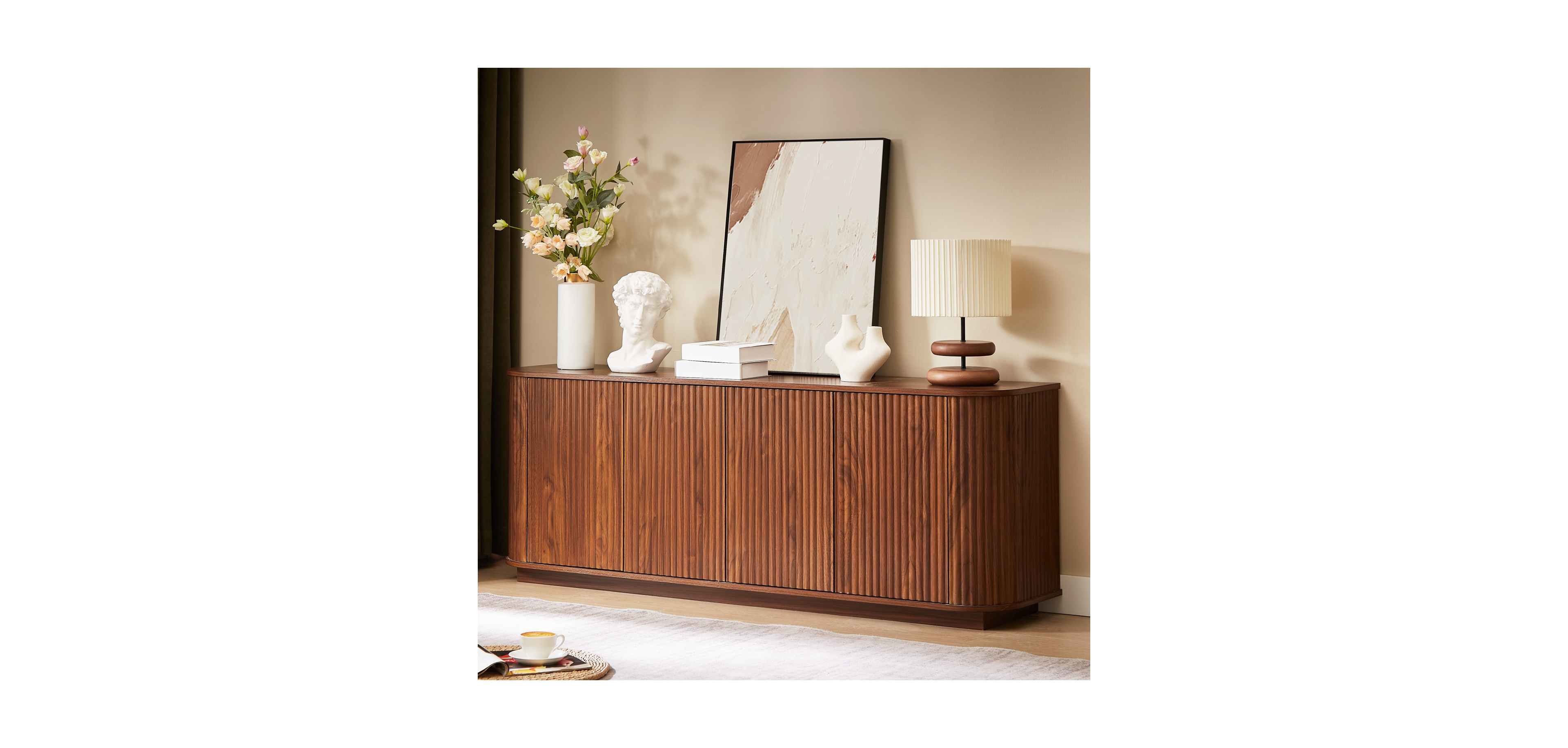 Streamdale Furniture Walnut Wave Pattern Sideboard/Tv Stand - 64"