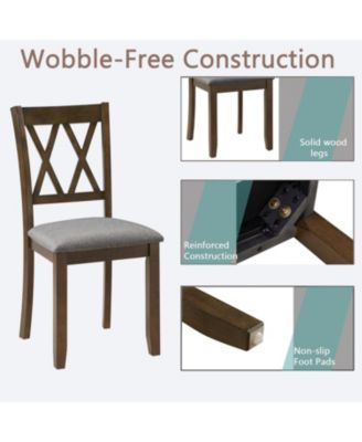 Walnut Wood Dining Chairs Set of 4, Padded Seat