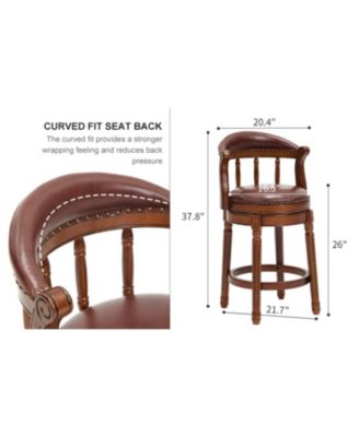 Leather Swivel Bar Stool, 26.5", Brown