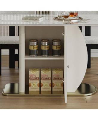 Streamdale Modern Dining Set- Burnt Stone Table, Gold Base, 6 Velvet Chairs