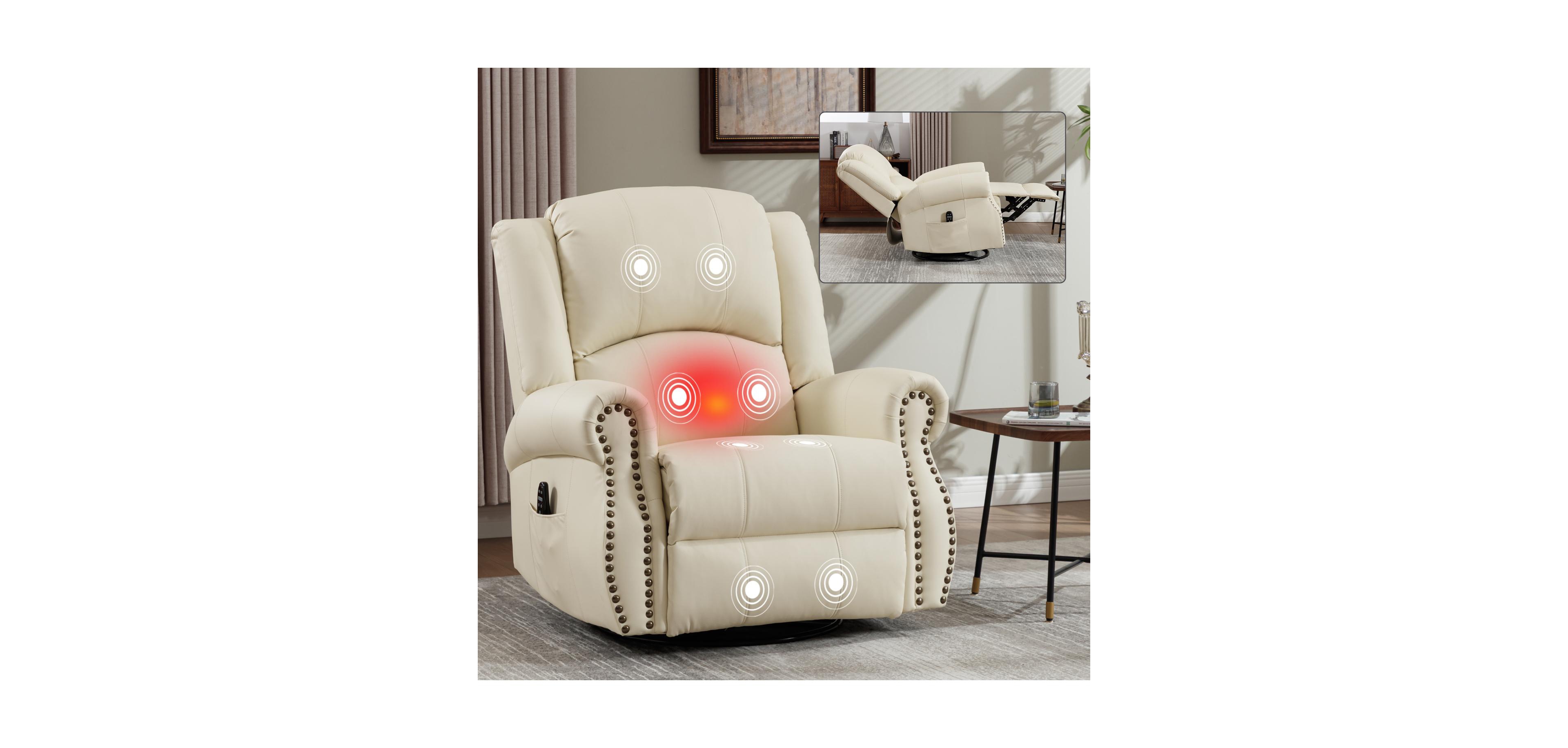 Streamdale Furniture Heat Massage Rocker Swivel Recliner Chair
