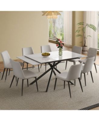 Streamdale Retractable Sintered Stone Dining Table Set (Table + 8 Chairs