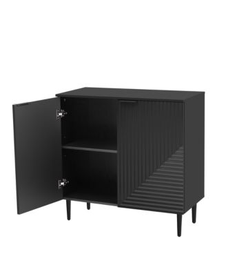 Mira Modern Side Cabinet with Adjustable Shelves, Geometric Design