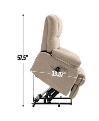 Beige Chenille Power Lift Recliner with Massage and Heating