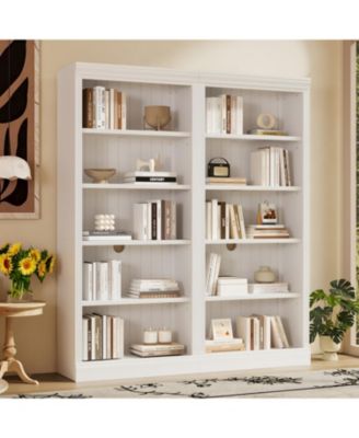 83" Wood Bookcase with Light 5-Tier Adjustable Shelves