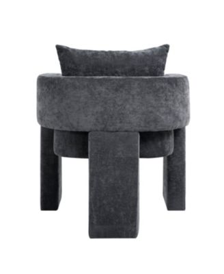 Chenille Accent Chair with Pillow - Gray