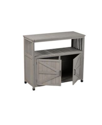 Wooden Patio Bar Table Set with Storage