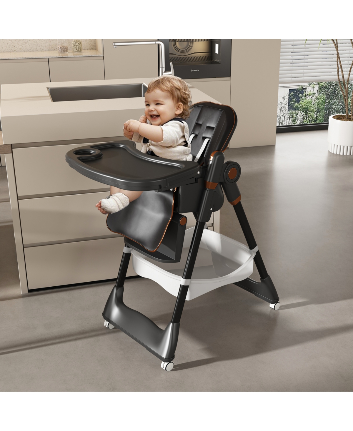 Streamdale Furniture Adjustable Baby High Chair - Portable Feeding Seat (Black)