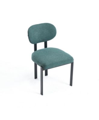 Boucle Dining Chairs Set of 2 Black Metal Legs