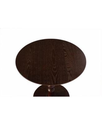 23" Walnut Brown Round Accent Table