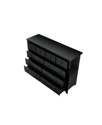 Black 10-Drawer Dresser - Wide Chest, Sturdy & Safe