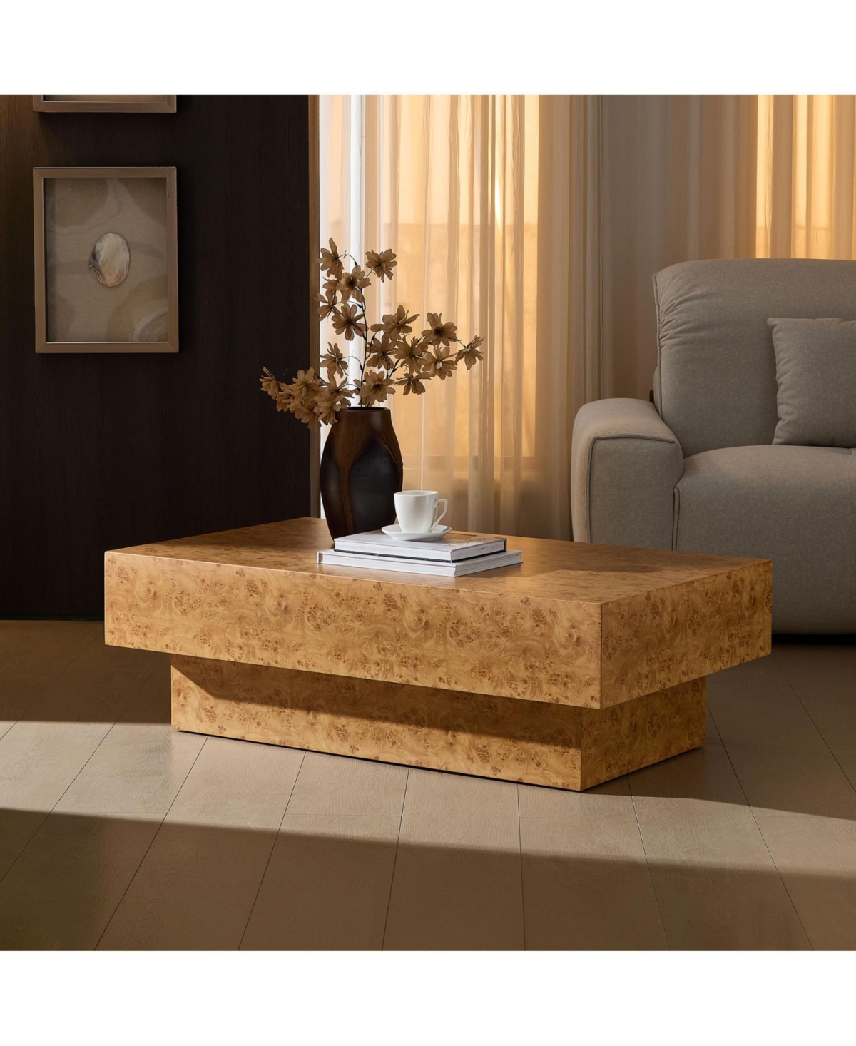 Streamdale Furniture Faux Burl Wood Coffee Table - Mid-Century Modern