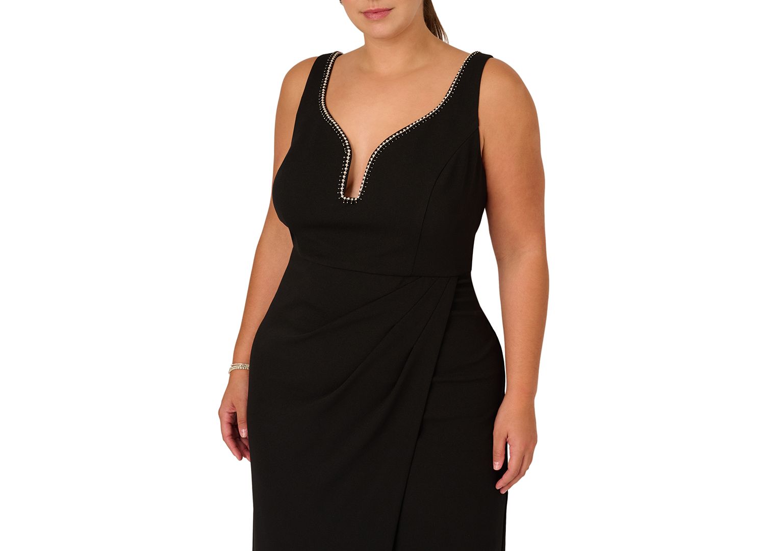 Plus Size Embellished Crepe Gown