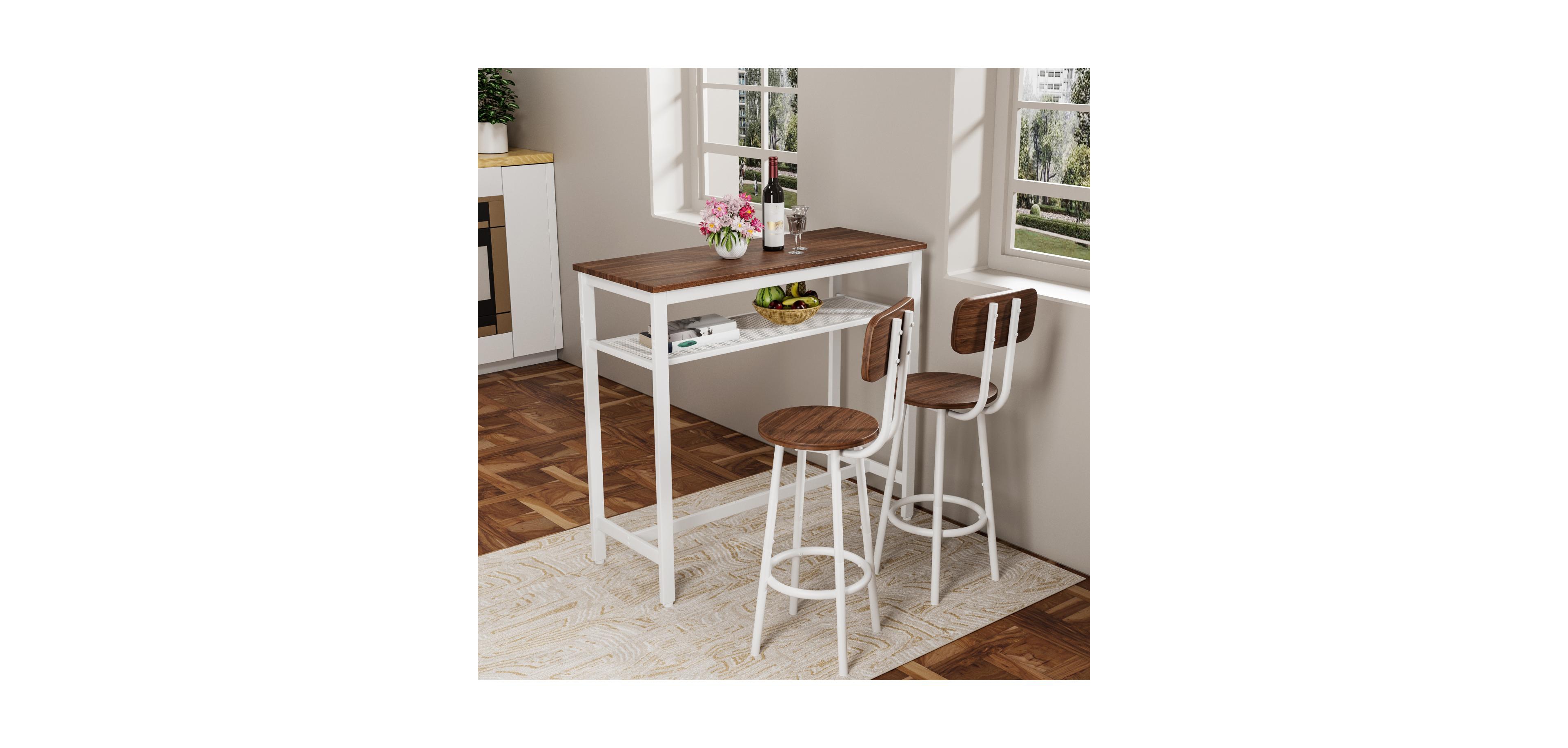 Streamdale Furniture Streamdale 3 Piece Bar Table Set with Metal Frame & Storage