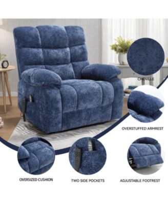 Lift Recliner Heat Massage Dual Motor Infinite Position Blue
