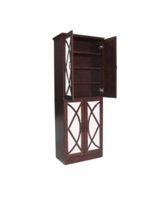 68" Shoe Cabinet with Doors, 8-Tier Adjustable Shoe Organizer, Walnut