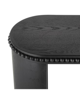 Vintage Console Table - Beaded Trim, Reversible Legs, Natural Wood