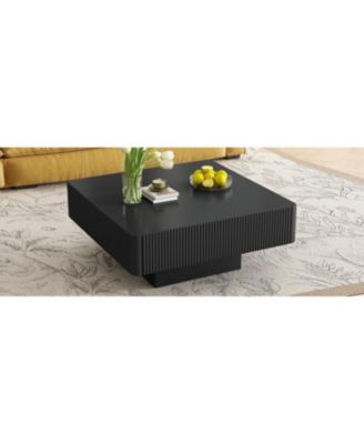 Elegant Square Fluted Coffee Table, Modern Drum End Table