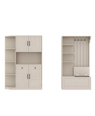 Hall Cabinet with Storage & Hooks