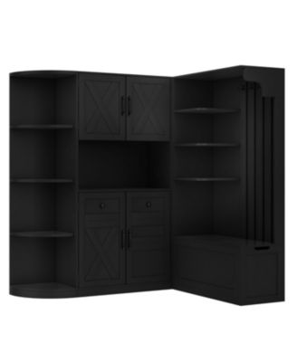Hall Cabinet with Storage & Hooks