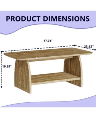 47" Modern Double-Layer Coffee Table with Storage