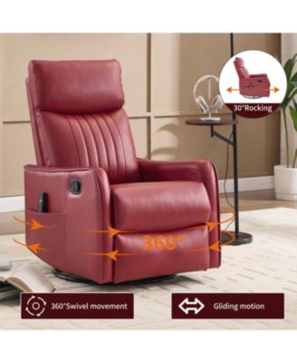 Faux Leather Massage Recliner Rocker Swivel Chair