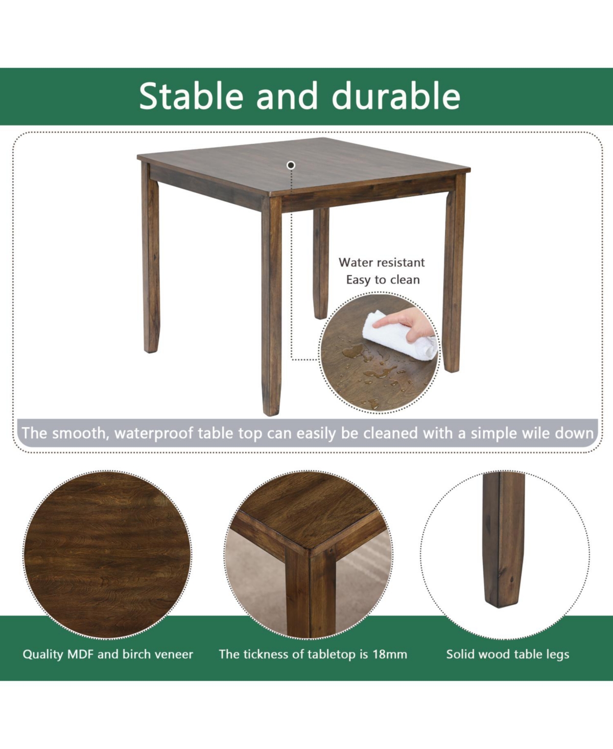 Streamdale Furniture Streamdale Elegant Walnut 5-Piece Dining Table Set