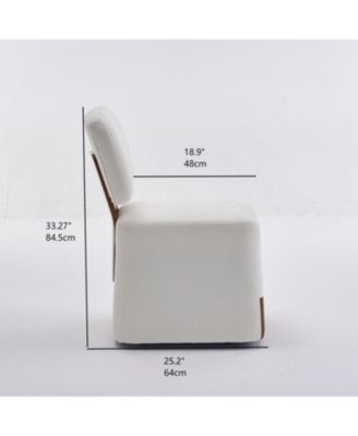 Streamdale Linen Upholstered Armless Dining Chair with Casters,BEIGE