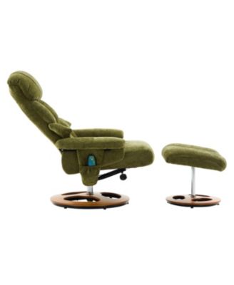 Ergonomic Recliner Chair with Ottoman, Massage, Heat, 360 Swivel, Green